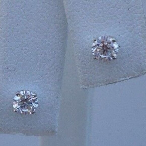2ct ROUND FLAWLESS LAB SIMULATED DIAMOND STUD EARRINGS 14K SOLID WHITE GOLD - Picture 3 of 7